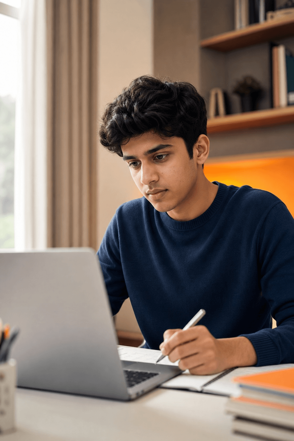 Student preparing for an online practice test